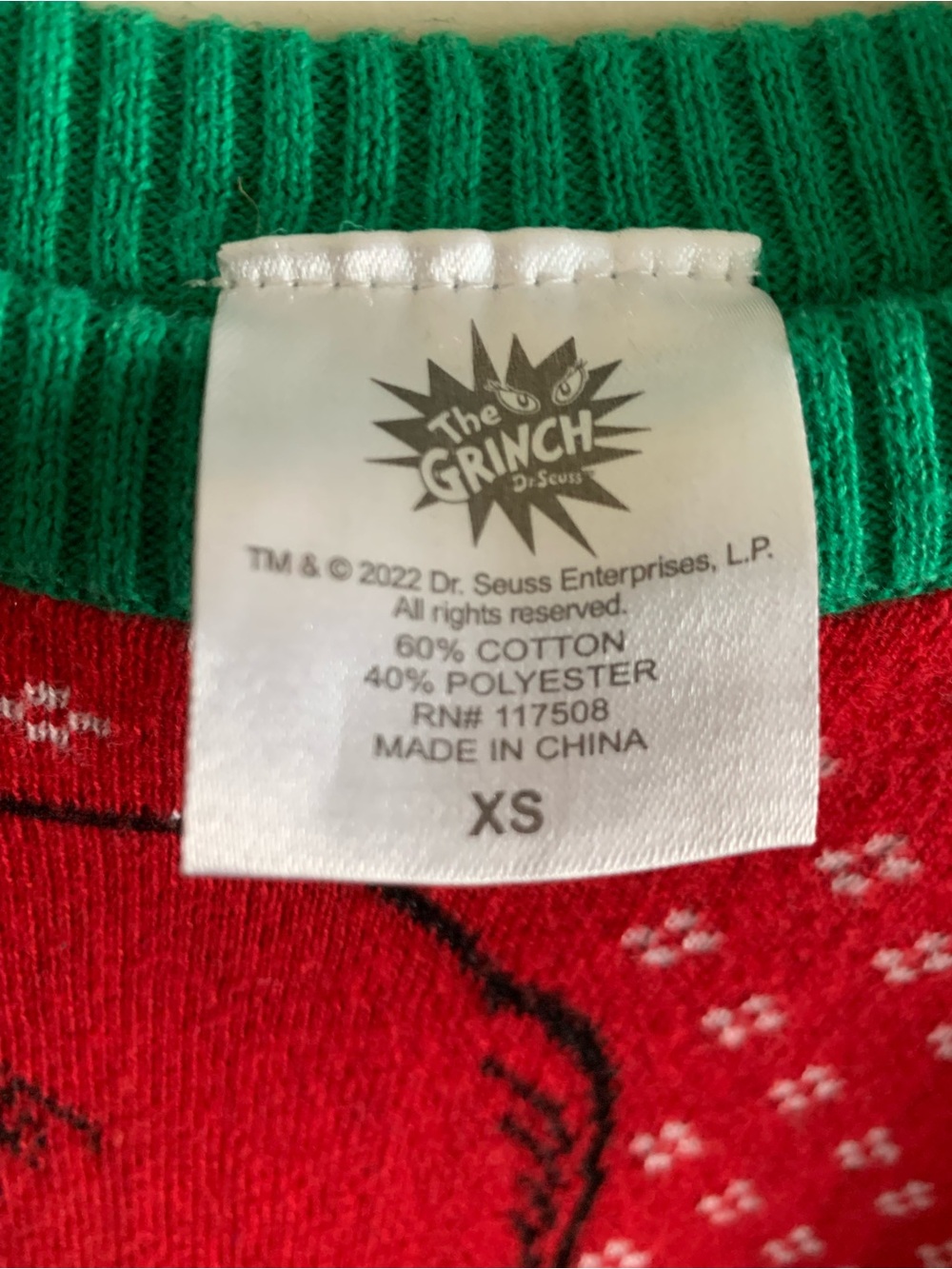 Dr. Seuss Red & Green Grinch Christmas Crewneck Sweater - Picture 3 of 3
